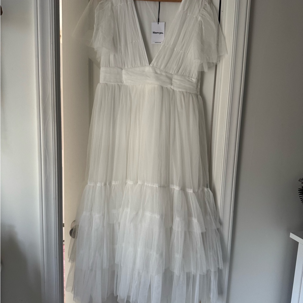 Showpo White JIRAYE MIDI DRESS